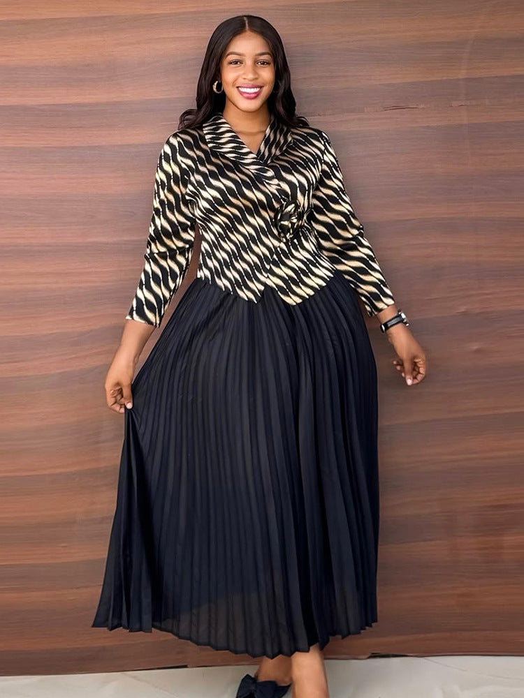 Women's Dress Lightly Mature Pleated Chiffon Printed Dresses