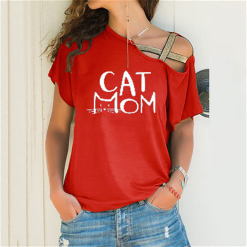 Women's Casual Cross Irregular Short-sleeved T-shirt Blouses