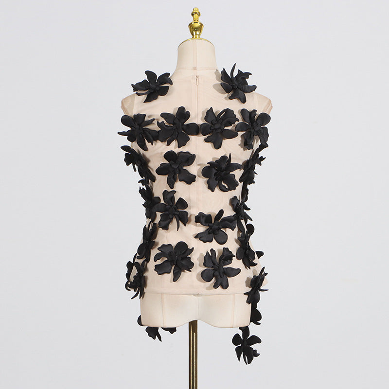 Women's Sexy Style Fashion Flower Mesh Stitching Tops