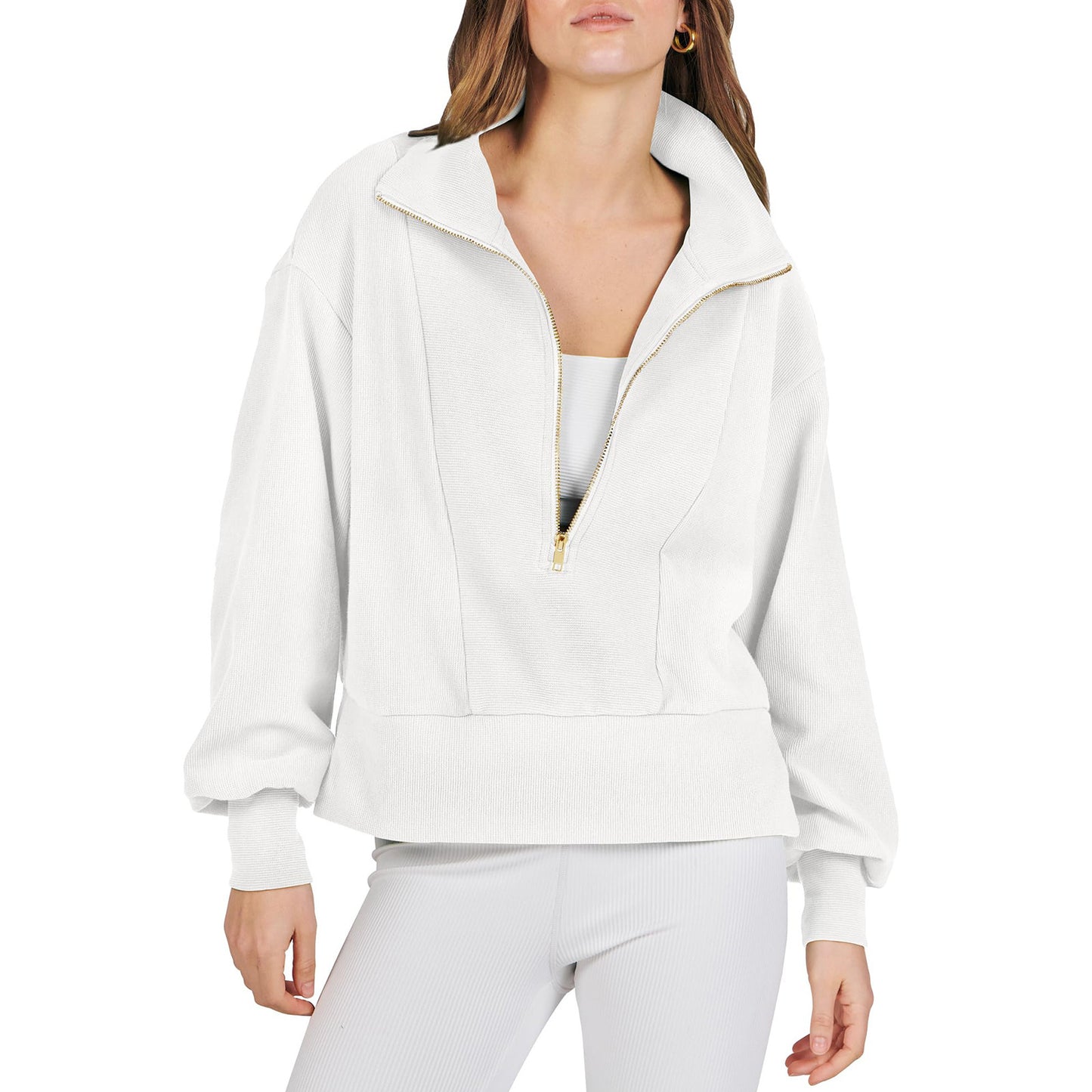 Women's Zipper Pullover Long Sleeve Sweatshirt Casual Women's Sweater, Sweater