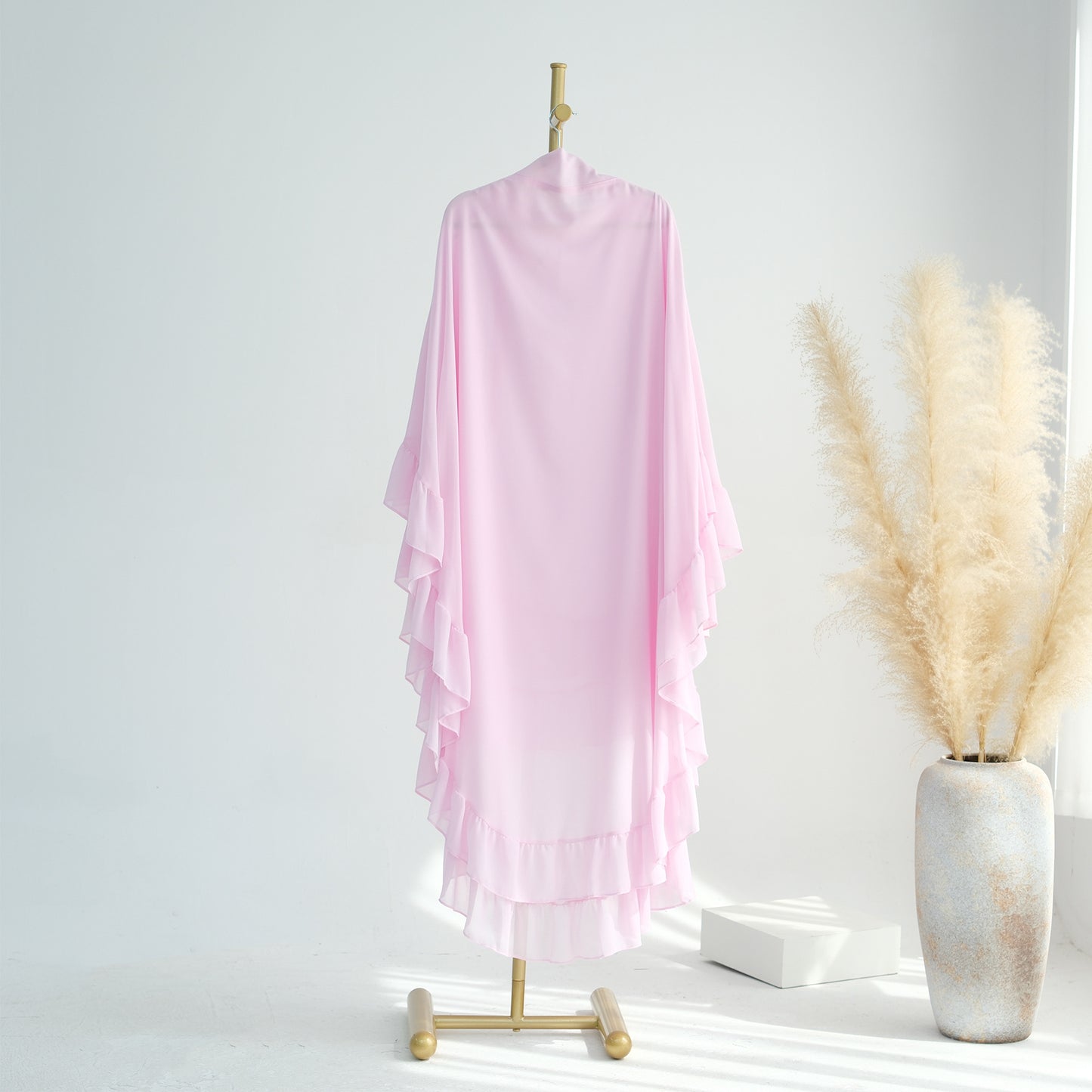 Ruffled Big Swing Headscarf Solid Color Dresses