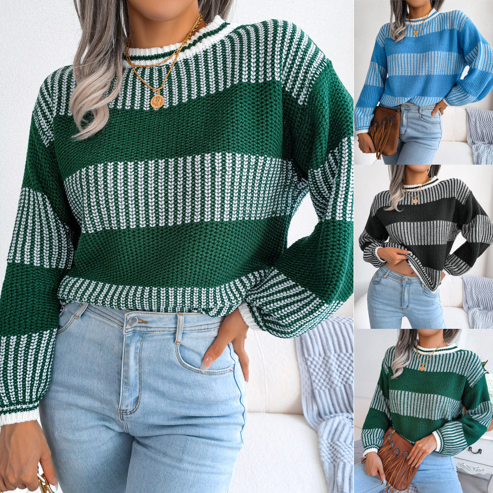Women's Clearance Casual Contrast Color Striped Long Clothing