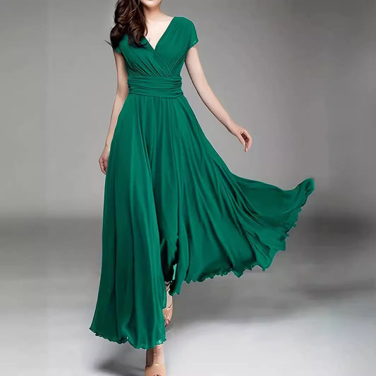 Sleeve Bohemian Chiffon Slim Looking Belly Dress