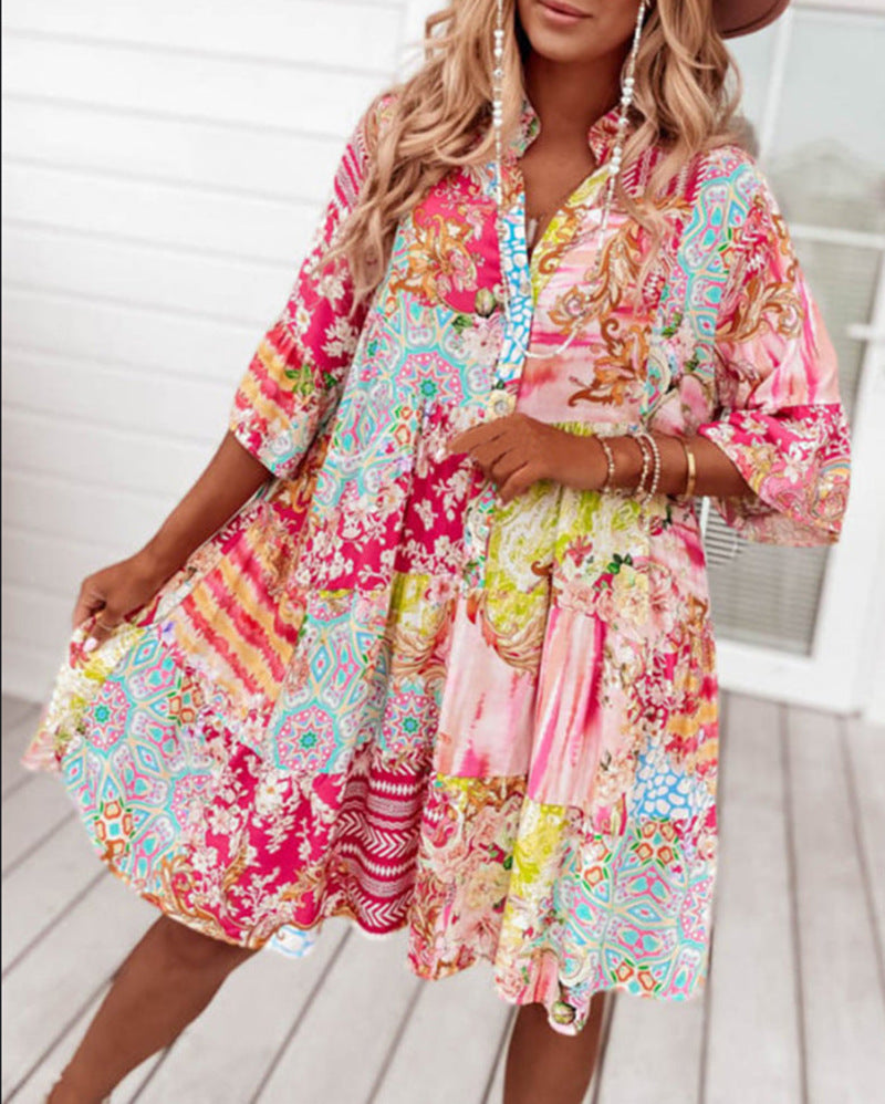 Slouchy Beautiful Women's Summer Temperament Printed Clothing