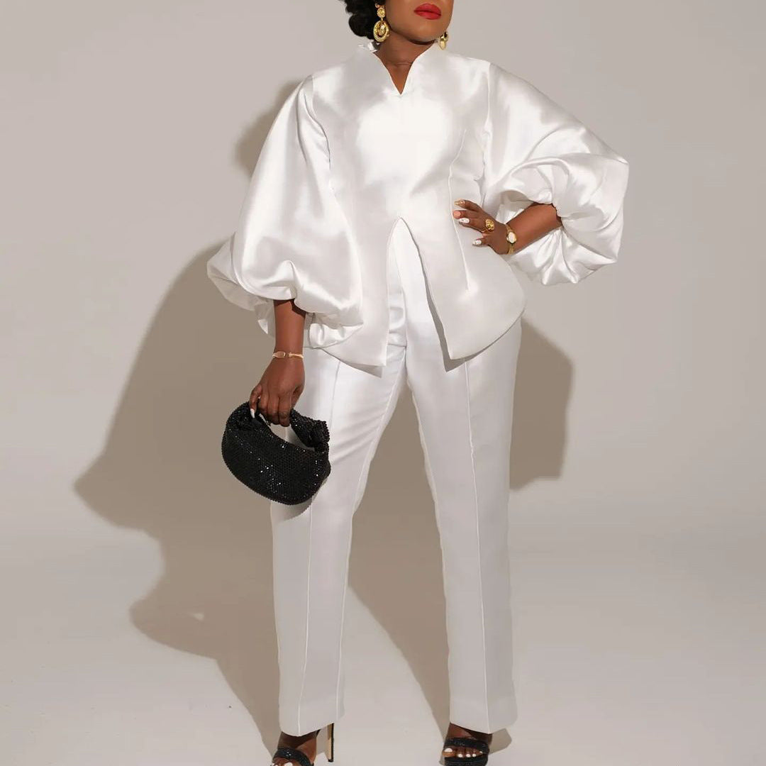 Temperament Ol Elegant Solid Color African Fashion Casual Suit