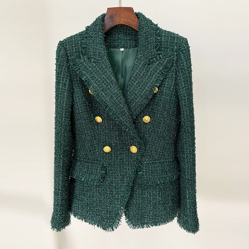 Fabric Tassel Fringe Tweed Slim Fit Coats