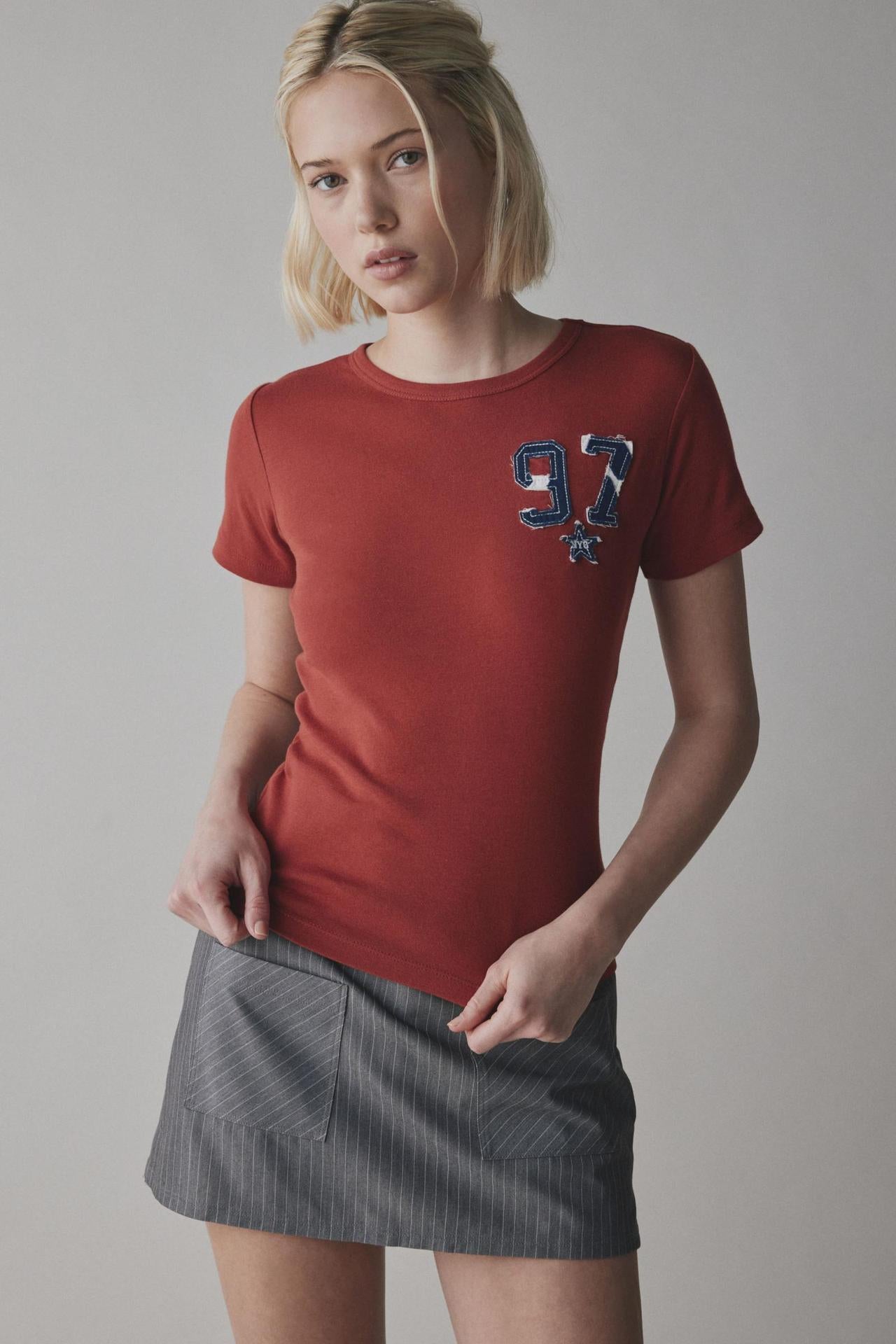 Women's Letters Blue Affixed Cloth Embroidered Summer Blouses