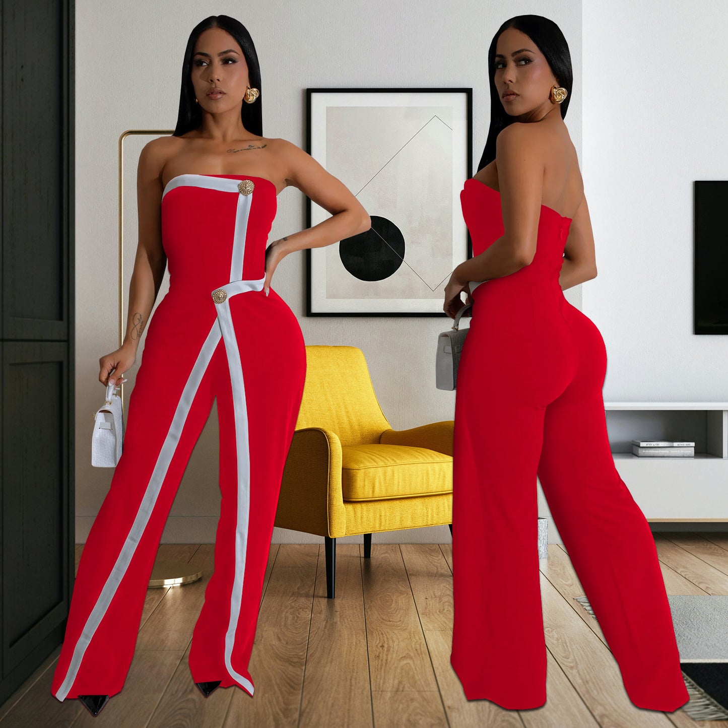Women's Fashion Wear Sexy Tube Arm Covering Jumpsuits
