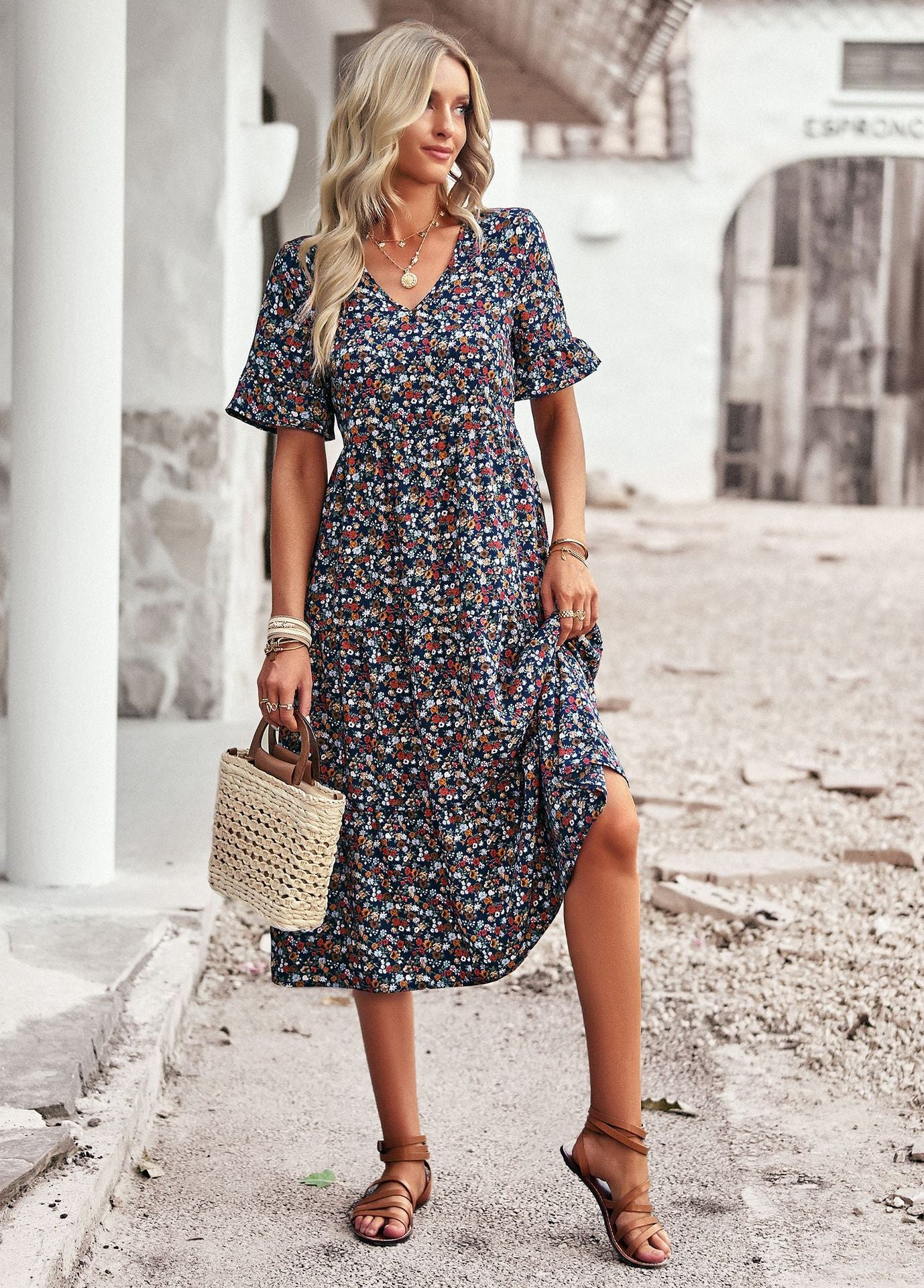 Women's Design Printed Sleeve Summer Fashion Dress