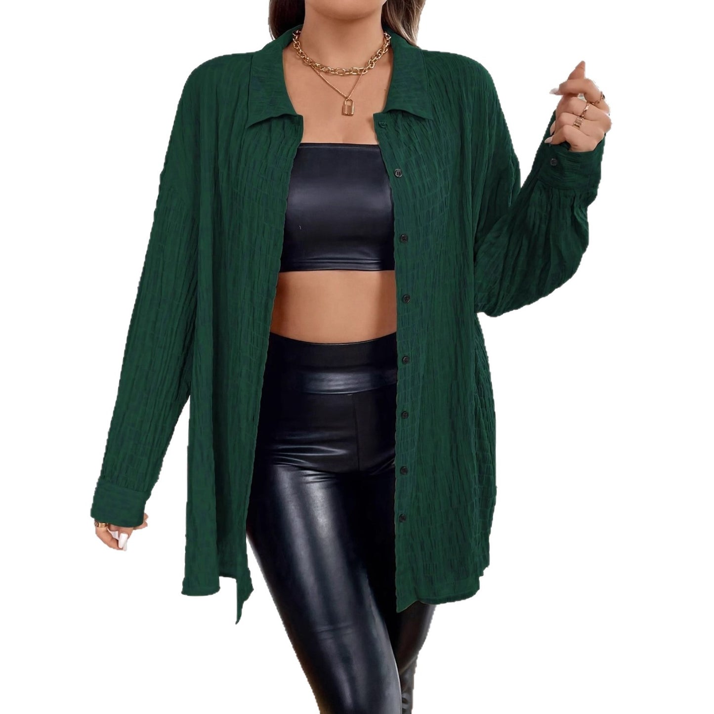 Women's Early Solid Color Collar Fashion Casual Blouses