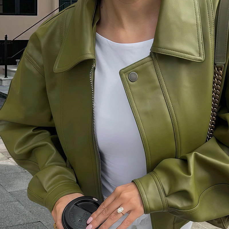 Autumn Solid Color Retro Lapel Baseball Jackets