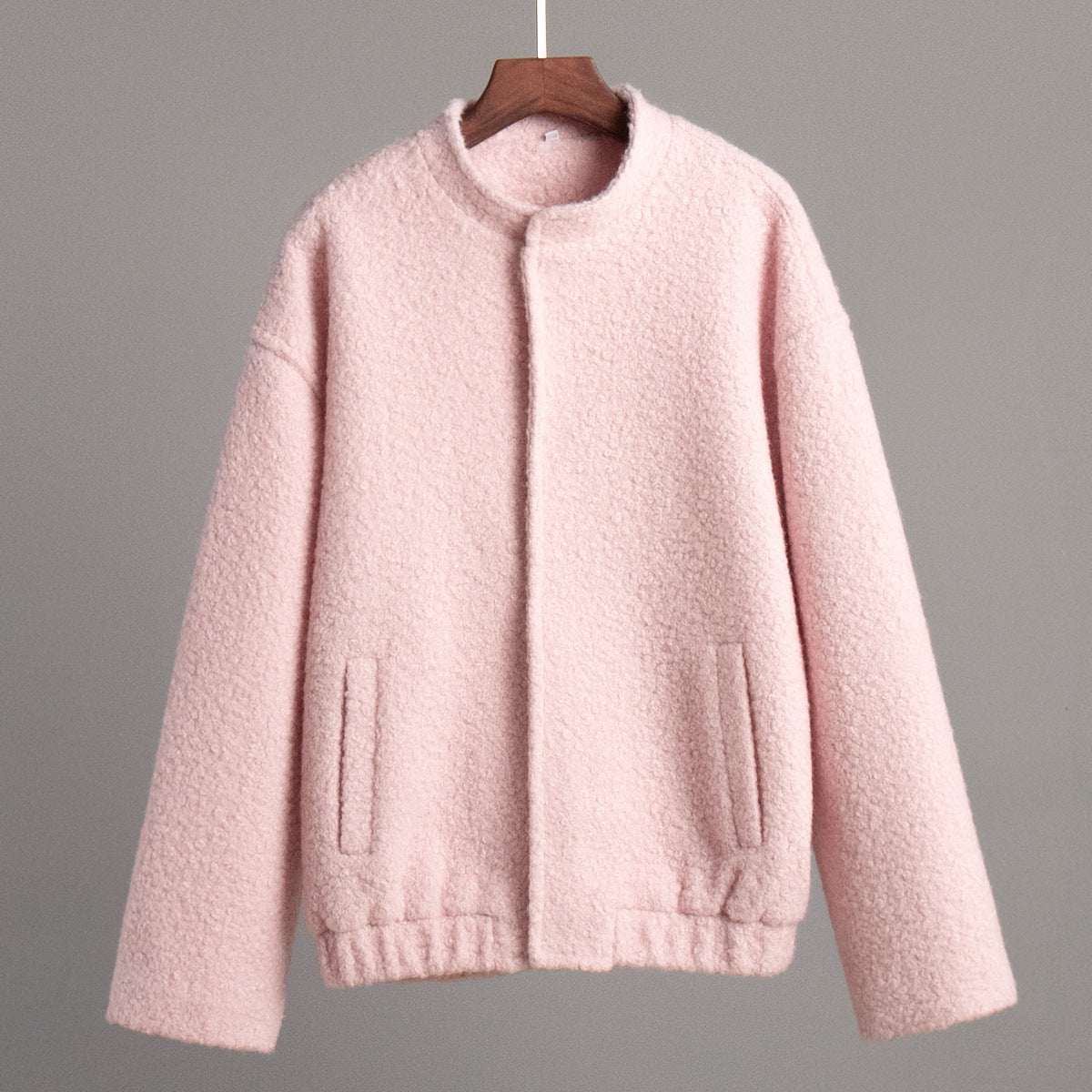 Pink Winter Temperament Leisure Stand Collar Jackets