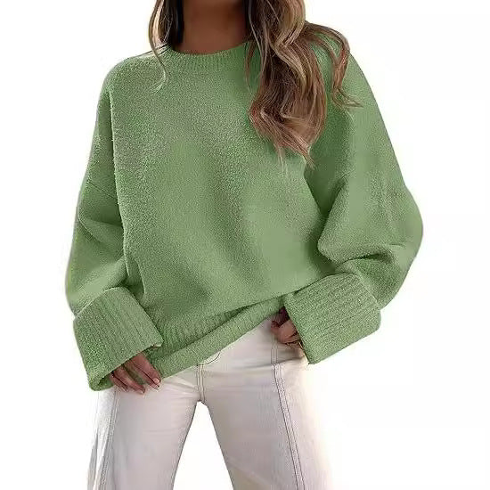 Women's Street Style Crew Neck Pullover Loose-fitting Sweaters