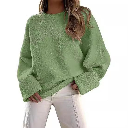 Women's Street Style Crew Neck Pullover Loose-fitting Sweaters