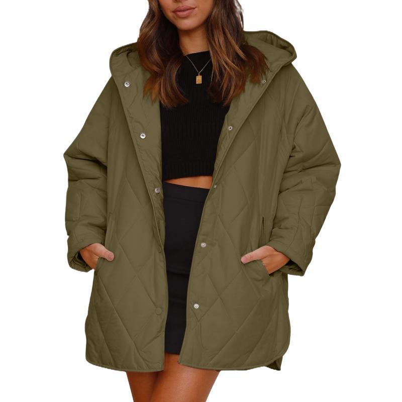 Women's Winter Casual Diamond Quilted Hooded Lightweight Jackets