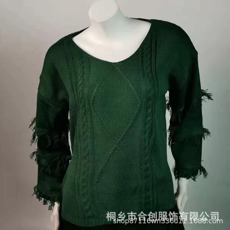 Women's Street Hipster Pullover Tassel Design Long Women's Sweater