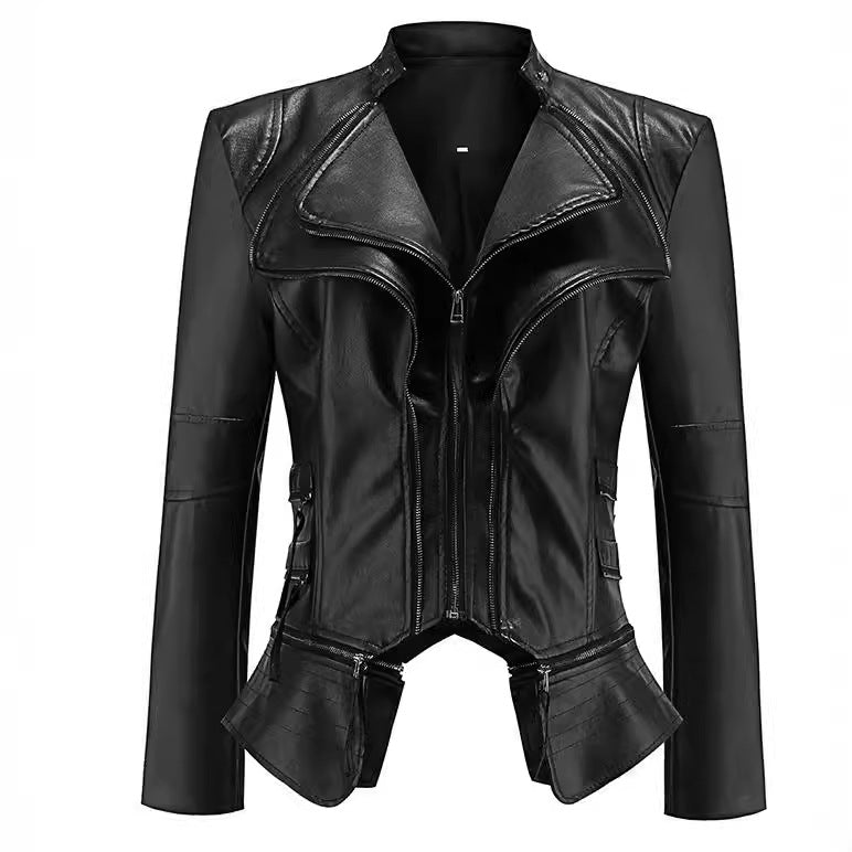 Beautiful Good Quality Leather Zipper Stitching Jackets