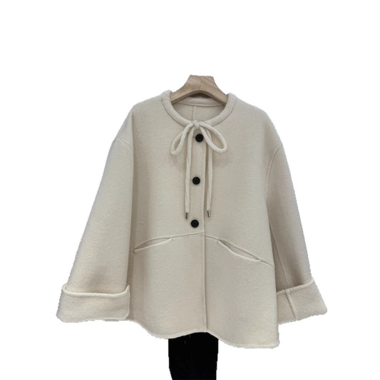 Women's Korean Version Of Style Bow Cashmere Coats