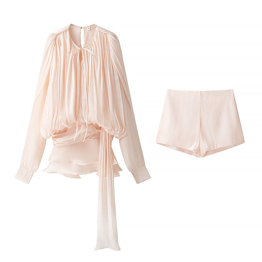 Women's Homemade Classic Pleated Ribbon Design Loose Suits