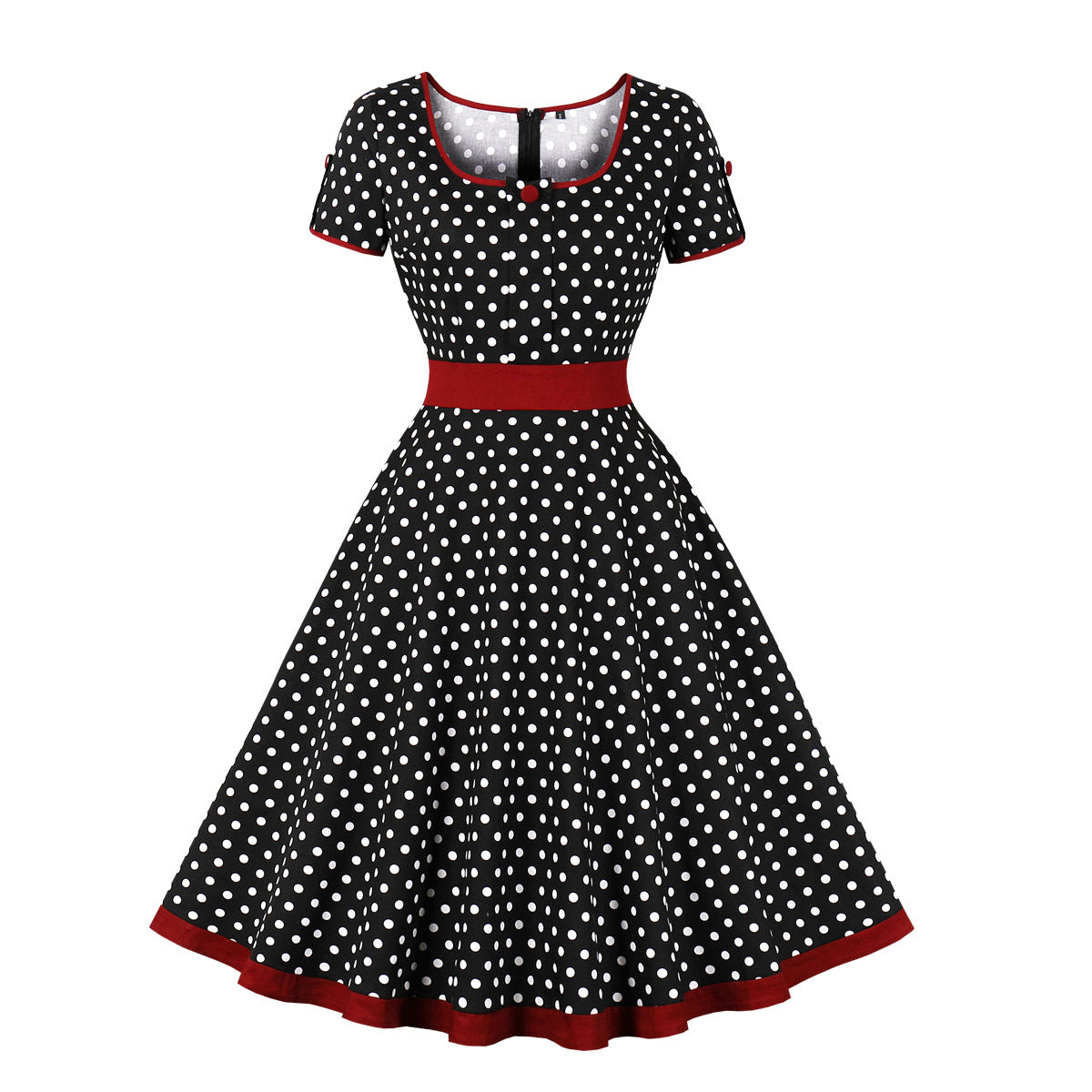 Retro Dots Dress Elegant Big Hem Dresses
