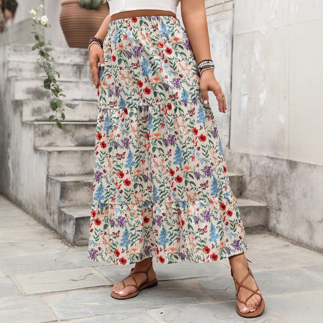 Casual Vacation Dress Large Swing Floral Skirts