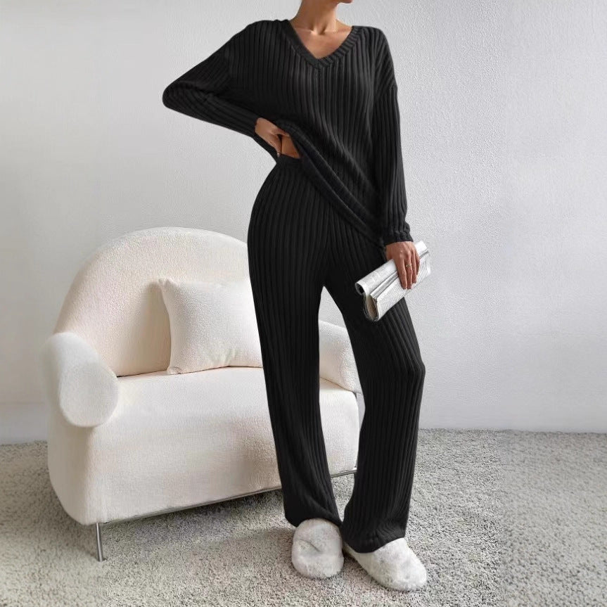 Two-piece Straight Loose Sunken Stripe Temperament Pants