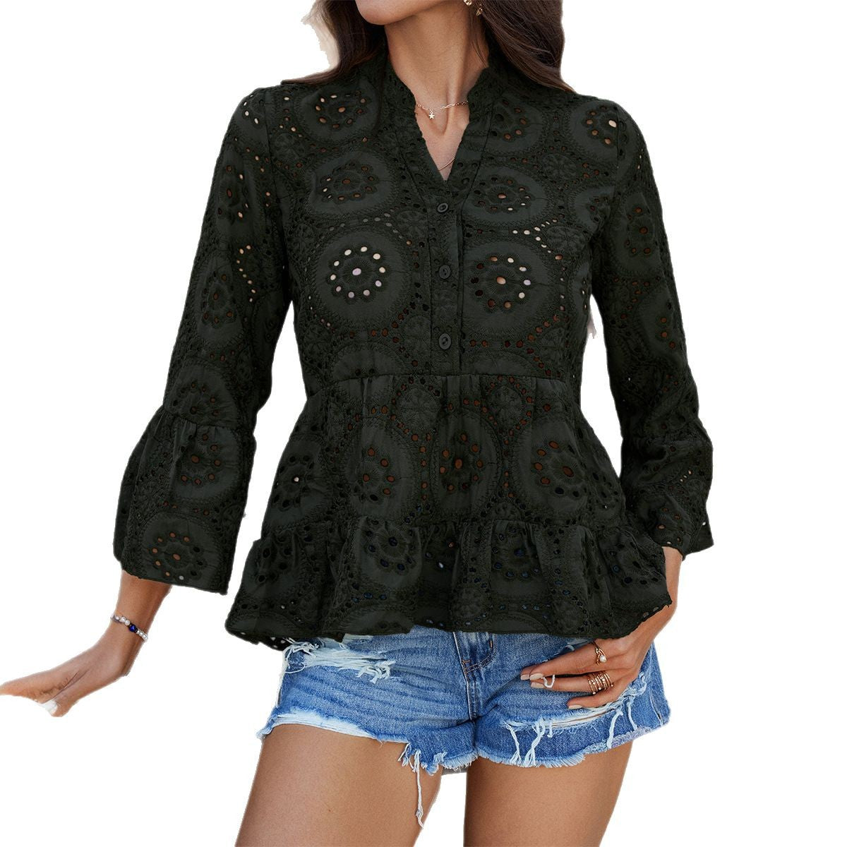 Women's Vacation Style Solid Color Hollow Out Tops