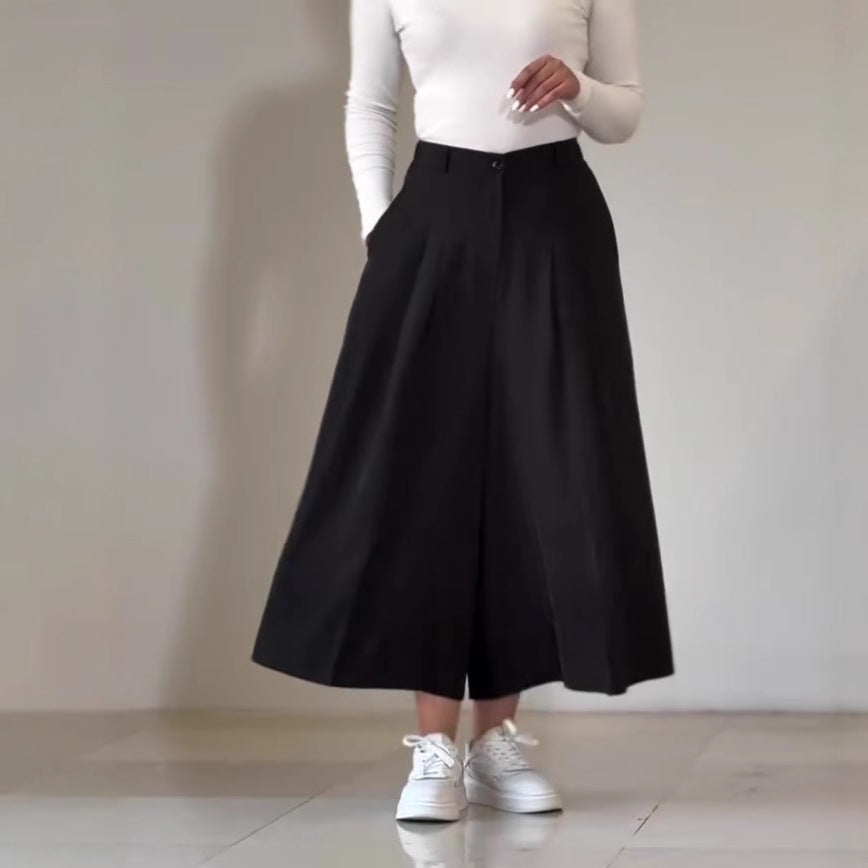 Women's Fashion Pure Color Simple Casual Wide Leg Pants