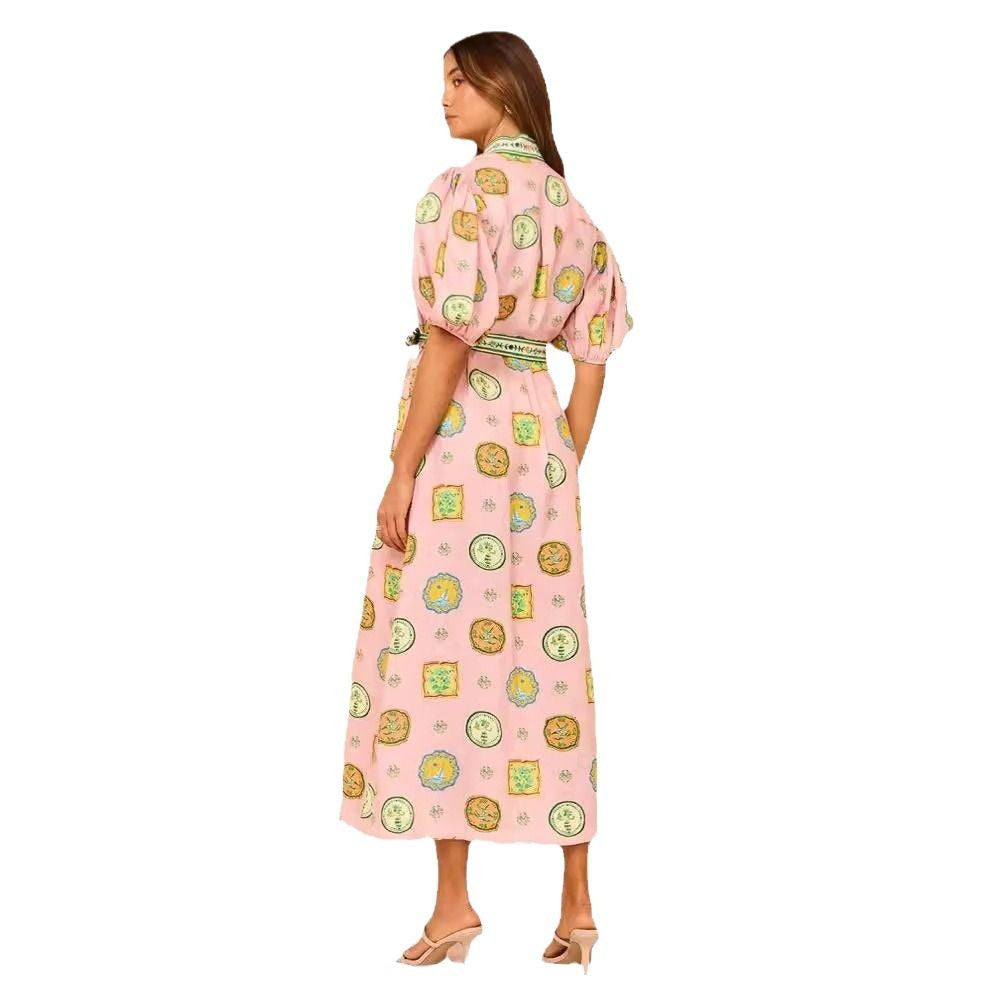 Iti Lantern Sleeve Casual Fashion Linen Dresses