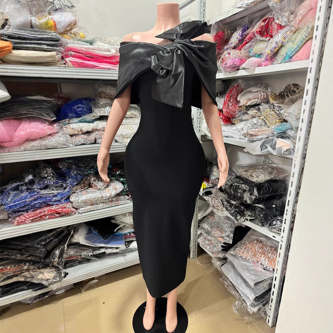 Blue Sexy Fashion Bow Backless Tube Long Tops