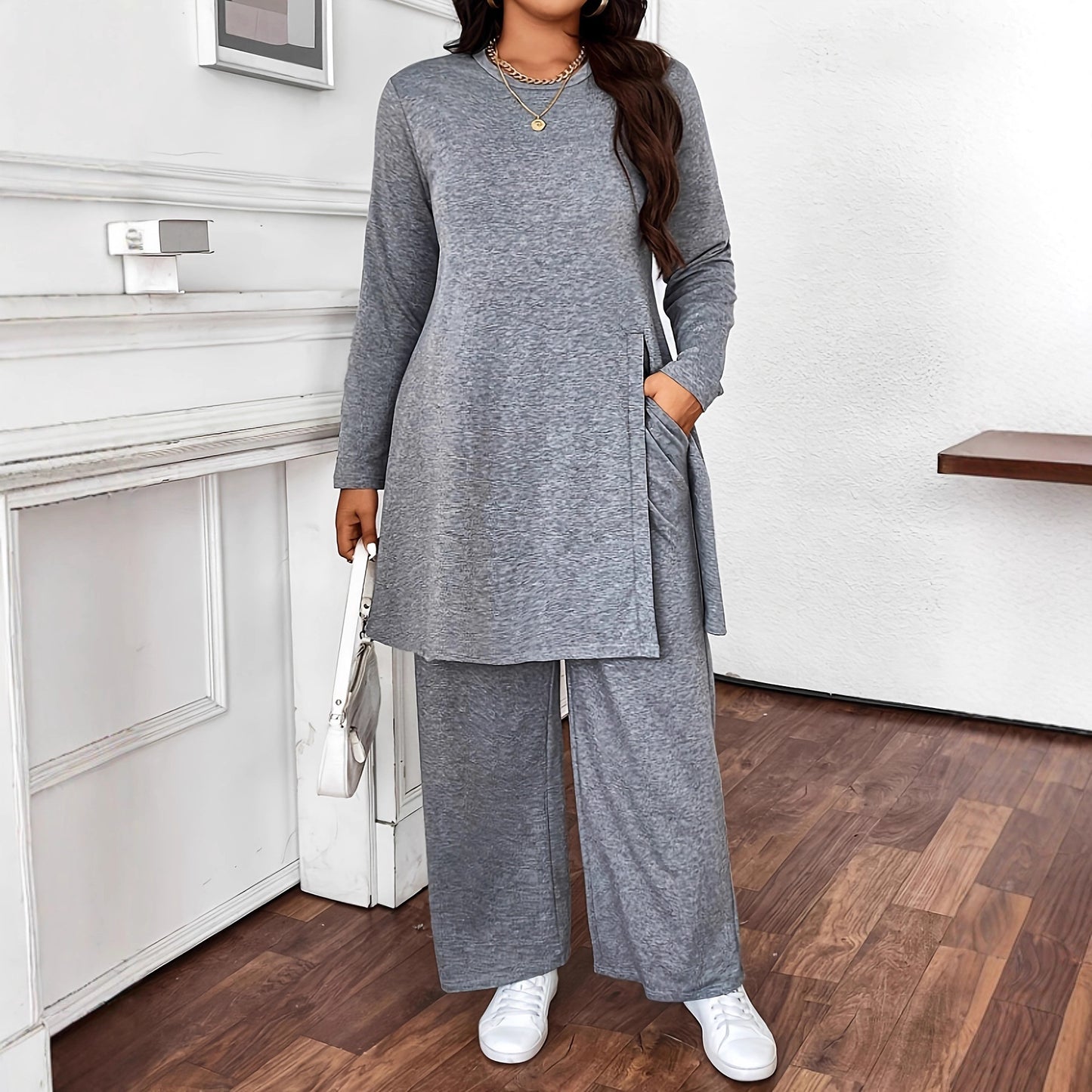 Women's Autumn Casual Trendy Long Sleeve Slimming Trousers Suits