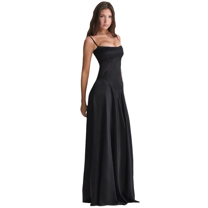 Solid Color Sleeveless Sling Body Shaping Backless Dresses