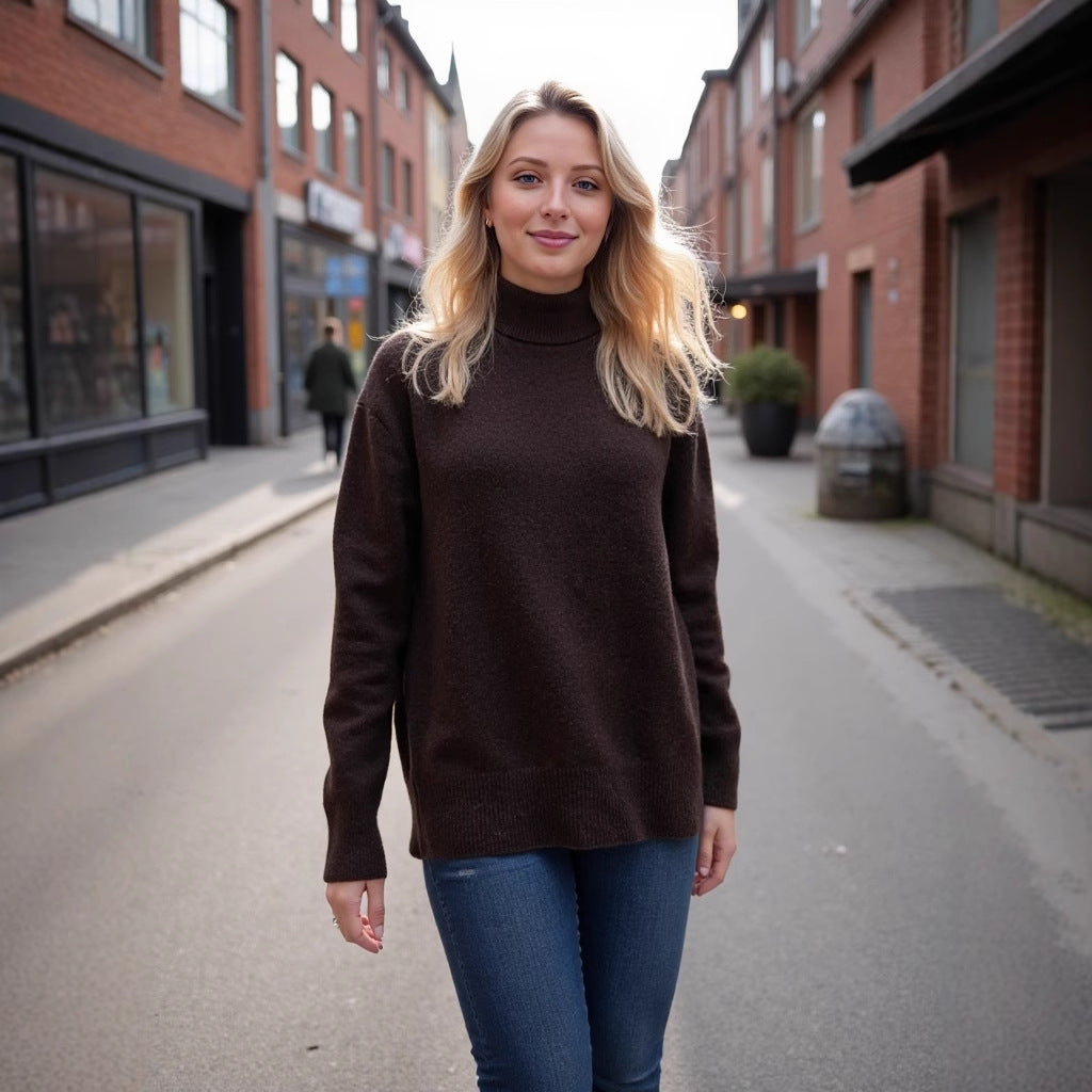 Knitted Russian High Collar Loose Long Sweaters