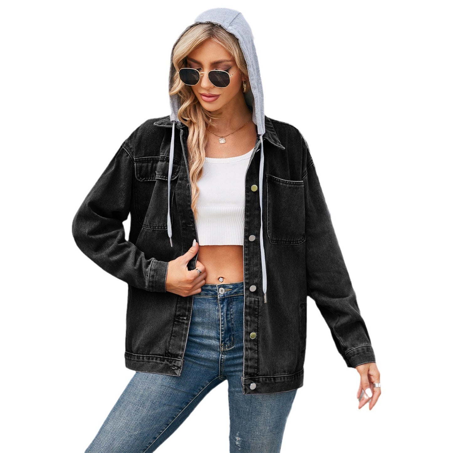 Women's Slouchy Creative Retro Washed Denim Jackets