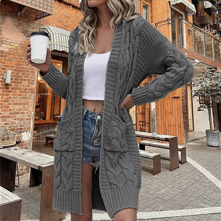 Women's Mid-length With Pockets Thick Loose Coarse Women's Sweater