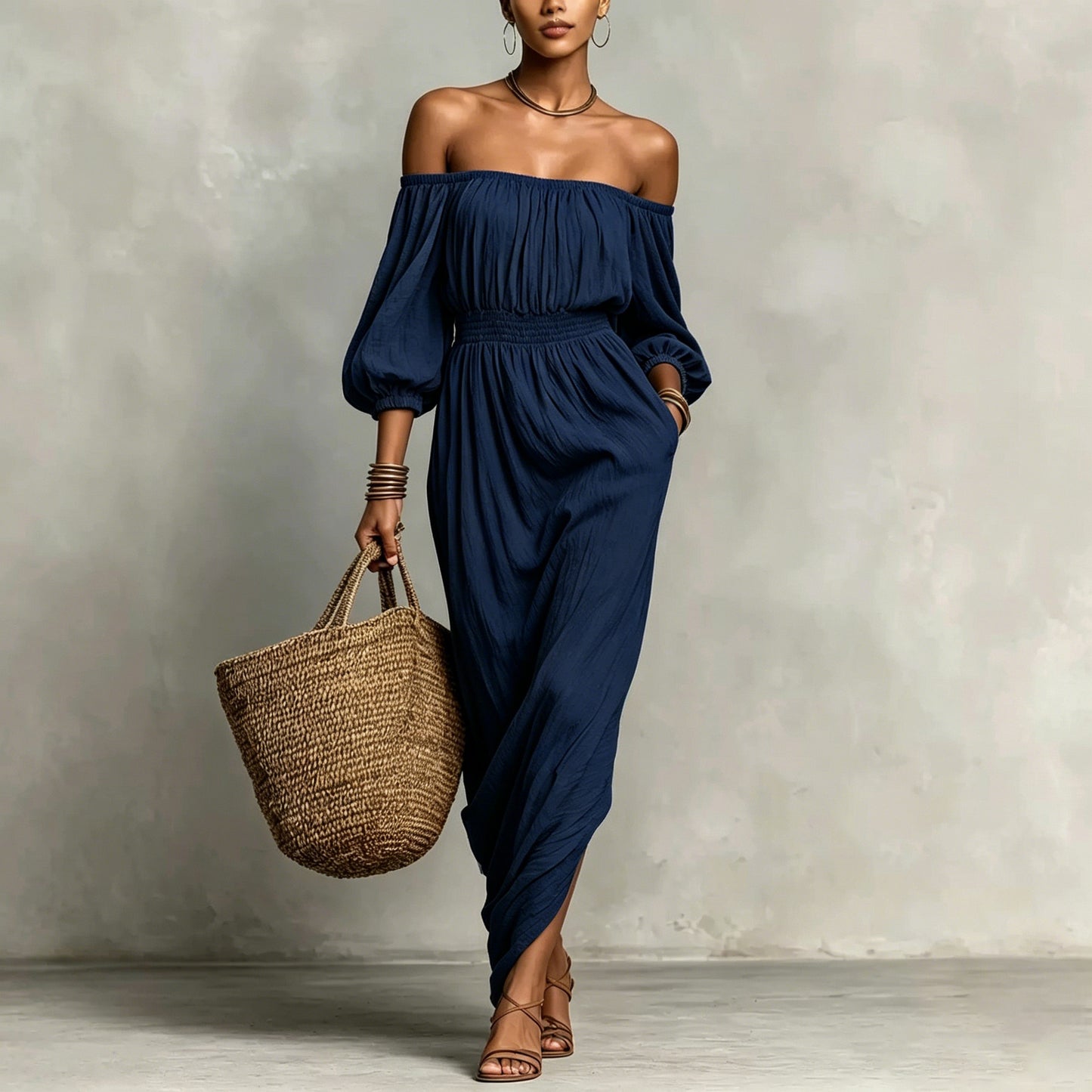 Women's Smocking Solid Color Holiday Casual For Dress
