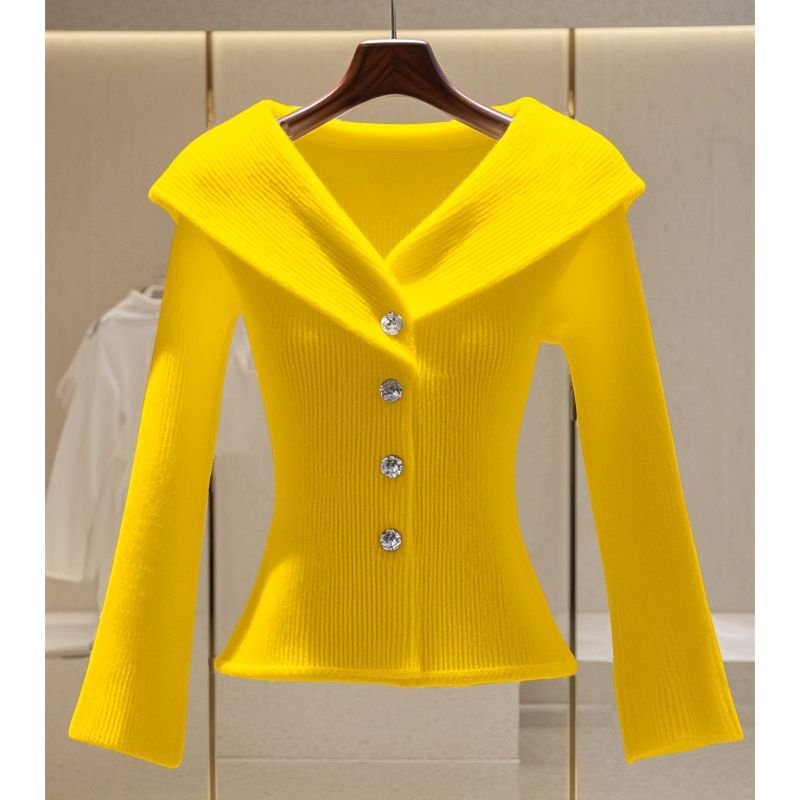Classic Style Solid Color Advanced Design Niche Women's Sweater