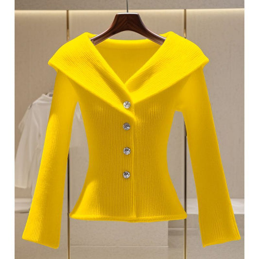 Classic Style Solid Color Advanced Design Niche Women's Sweater