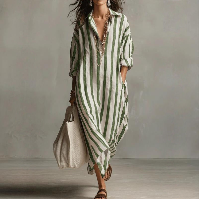 Popular Fashion Loose Long Printed Shirt Dress