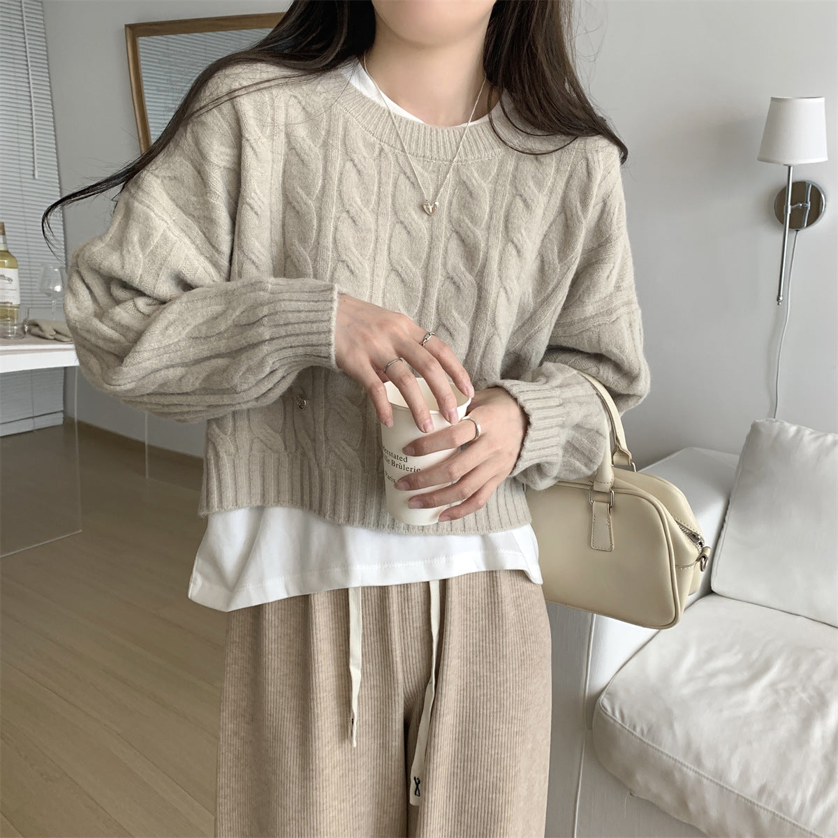 Women's Round Neck Inner Wear Lazy Soft Women's Sweater