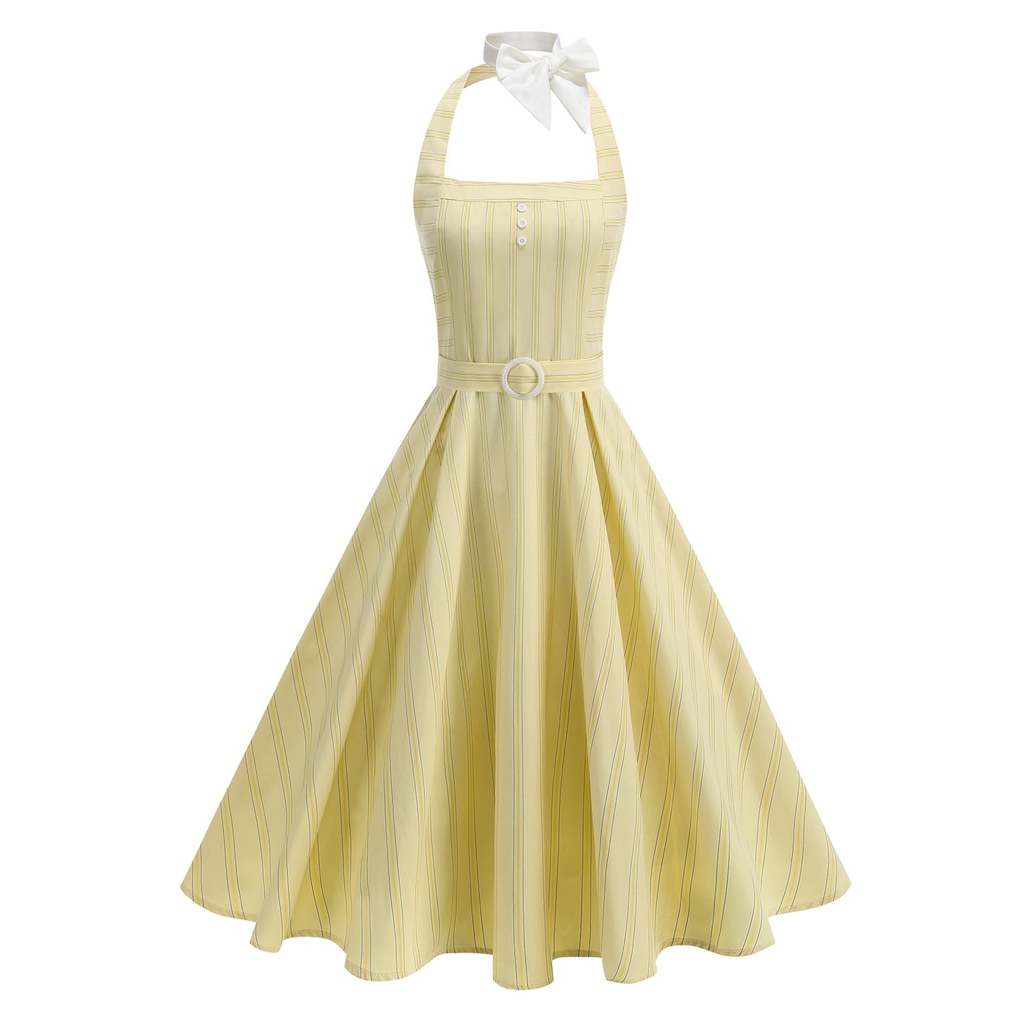 Women's Hepburn Style Striped Slim Fit Two-way Elegant Backless Sexy Dresses