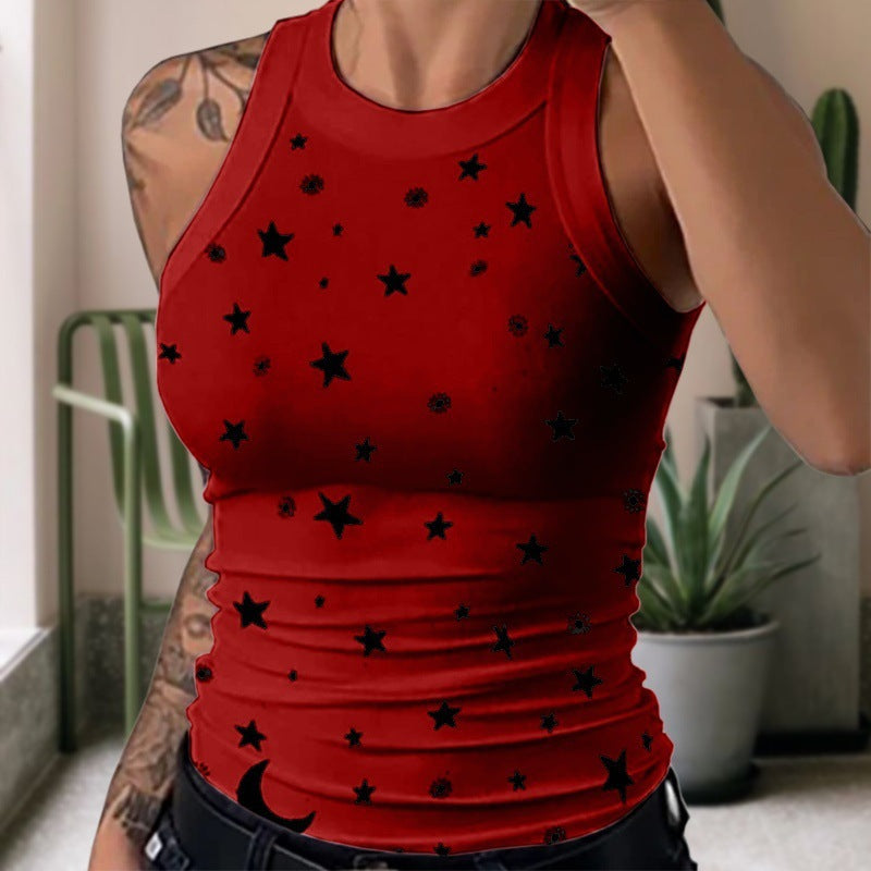 Women's Digital Printed Wear Round Neck Sexy Blouses