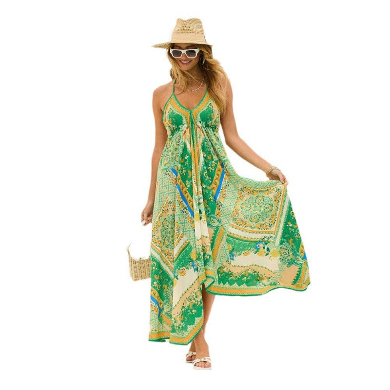 Women's Floral Print Fairy Long Elegant Swing Clothing