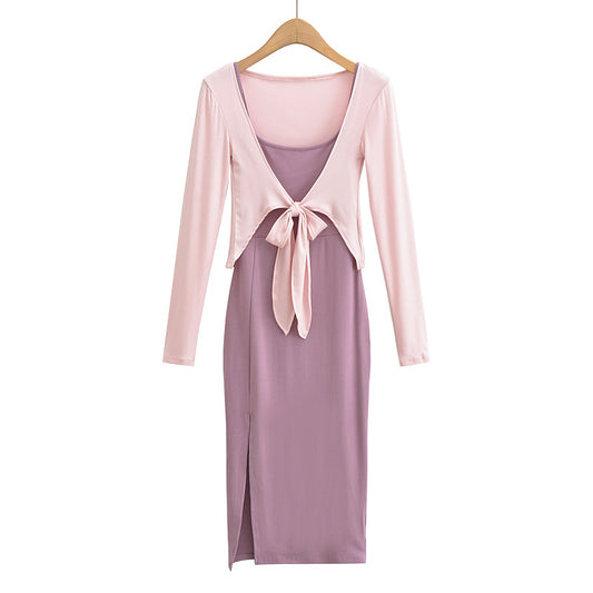 Dark Light Contrast Color Wear Bottoming Dresses