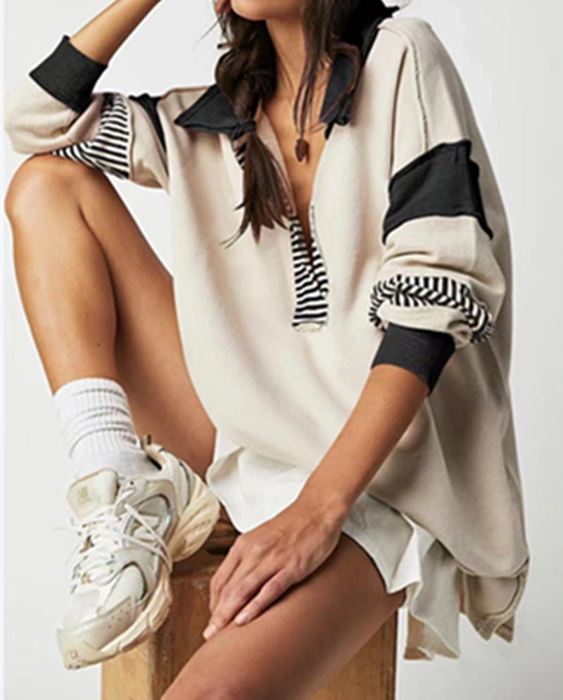 Women's Loose Casual Long Sleeve Pullover Split Sweaters