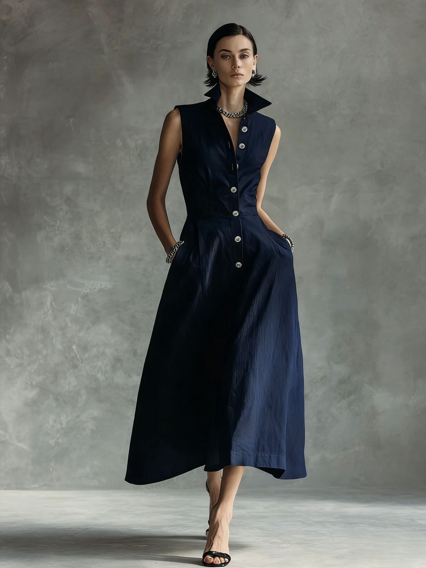 Summer Fashion Casual Stand Collar Elegant Trendy Dress