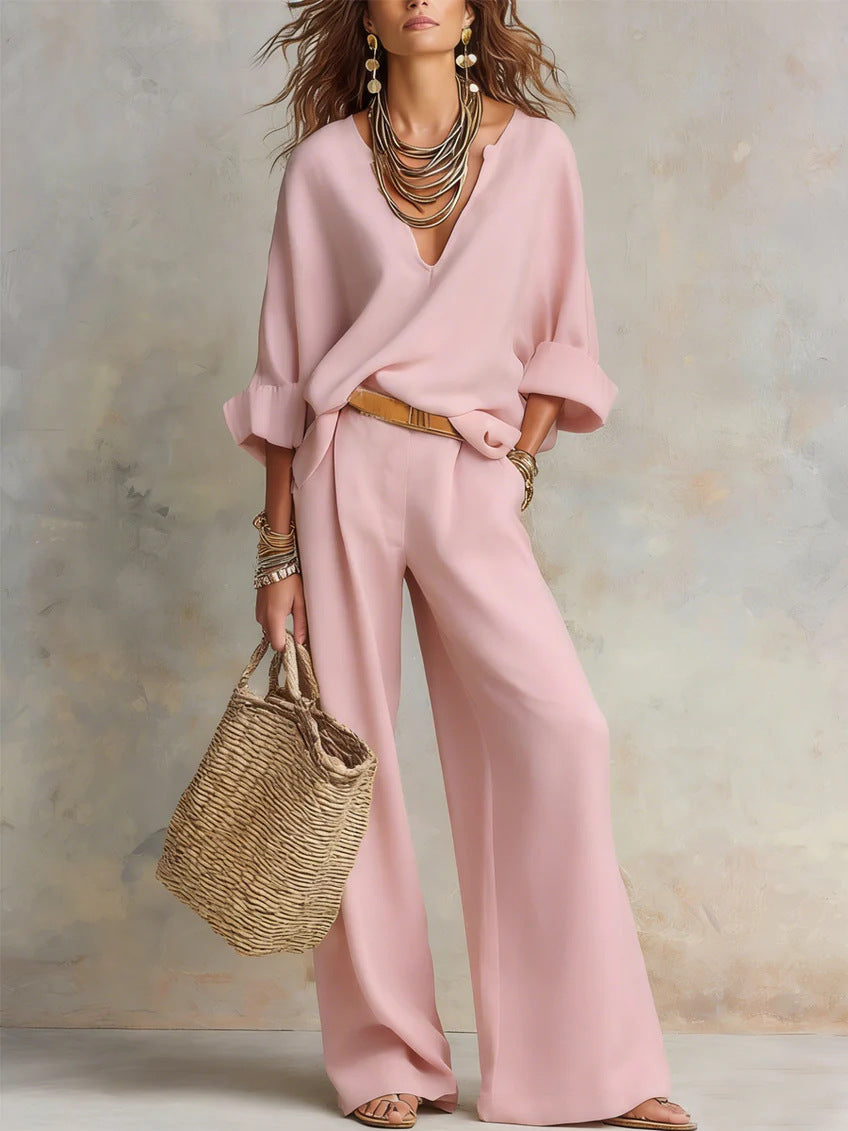Versatile Natural Linen Loose Vacation Two-piece Fashion Casual Suit