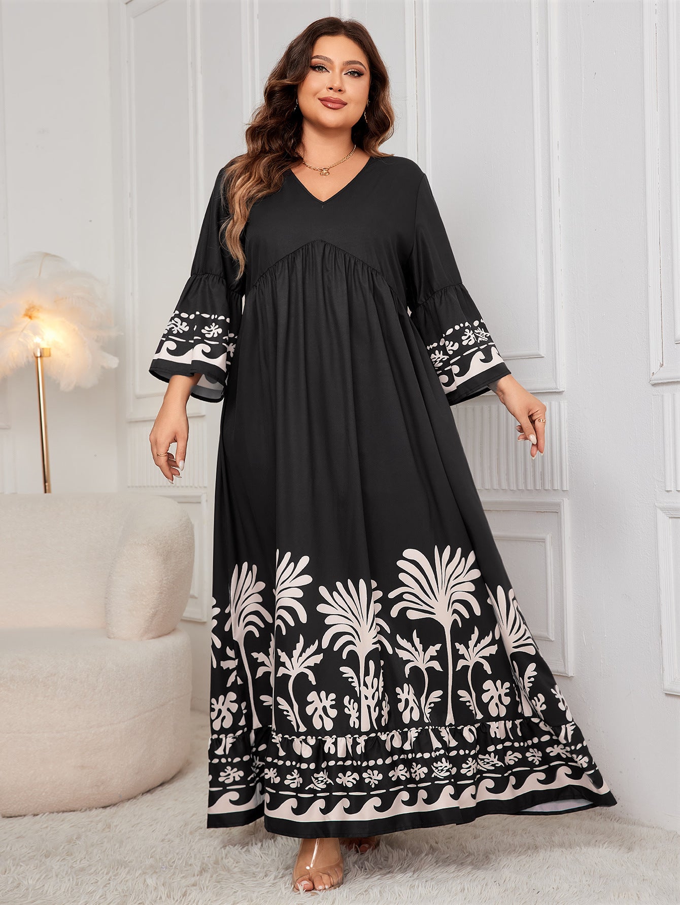 Women's Bell Sleeve Loose Dress Elegant Style Dresses