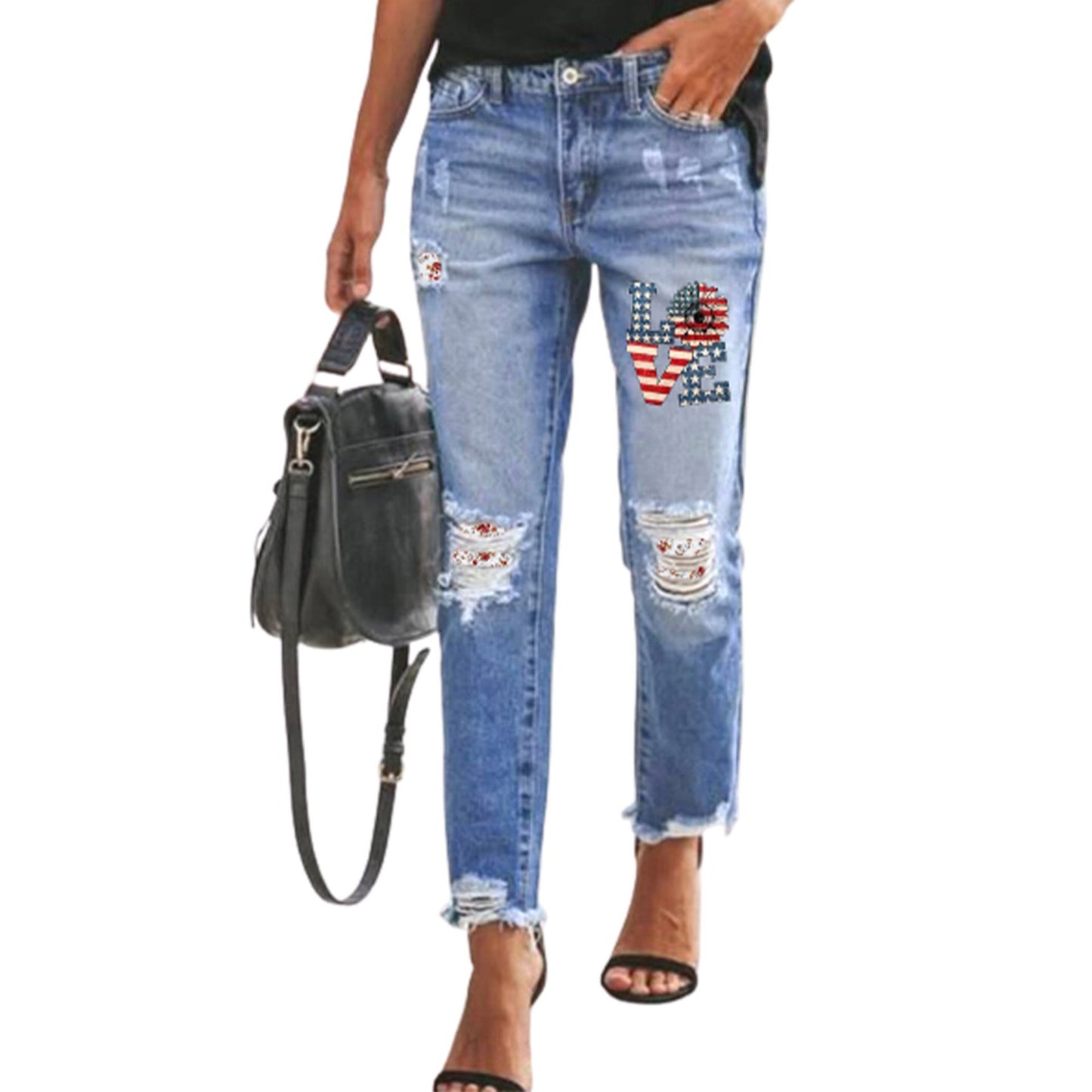 Women's Ripped Tassel Slimming Wear Denim Jeans