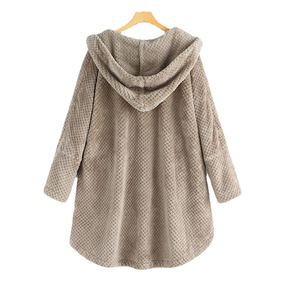 Women's Winter Hooded Double-sided Veet Sweatshirt Fashion Coats